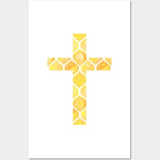 Yellow Easter Cross Design Posters and Art